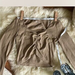 ALO Yoga Brown Ruched Women's Blouse